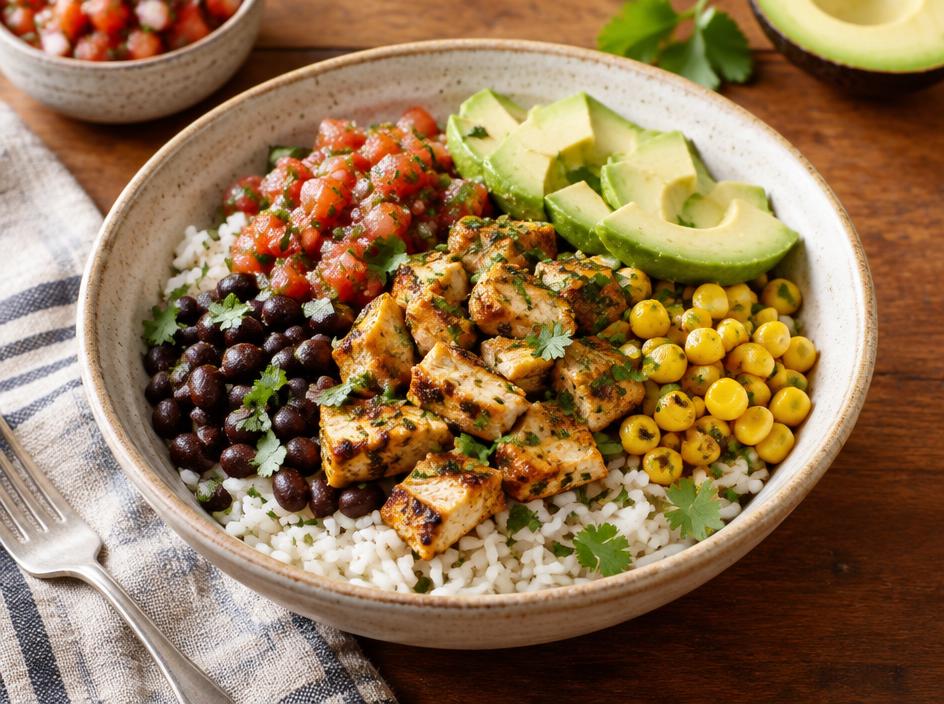 Sweet potato & black bean burrito bowl