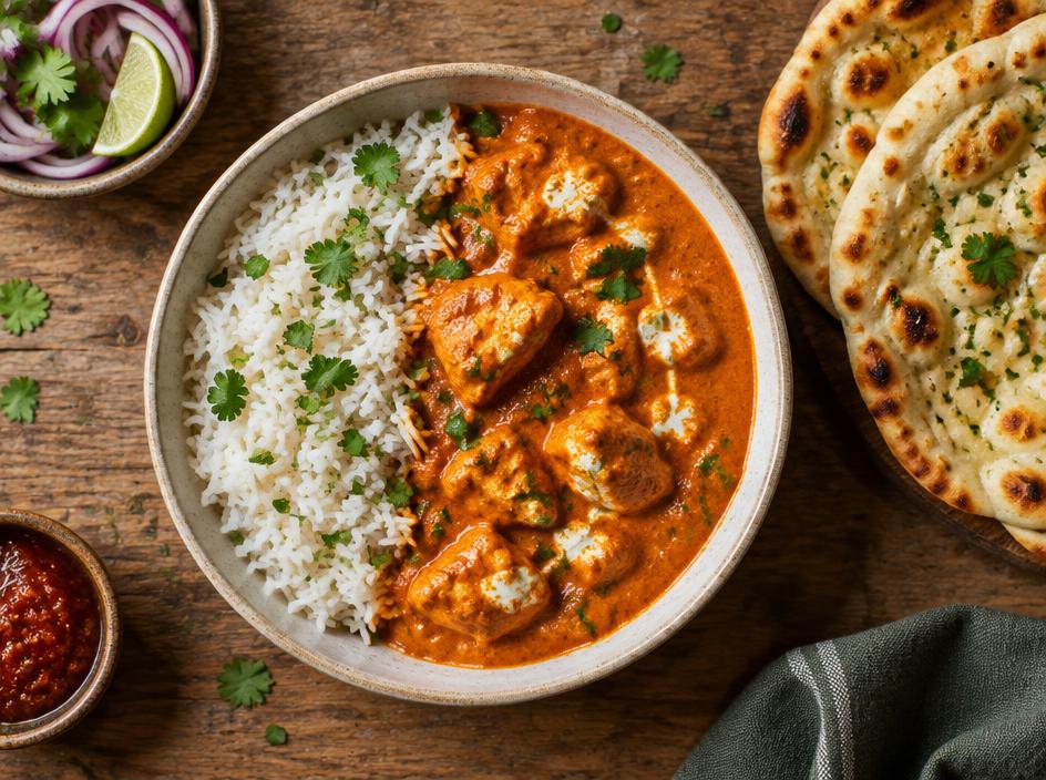 Butter chicken with warm naan