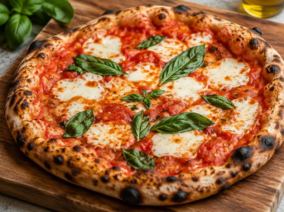 Homemade margherita pizza