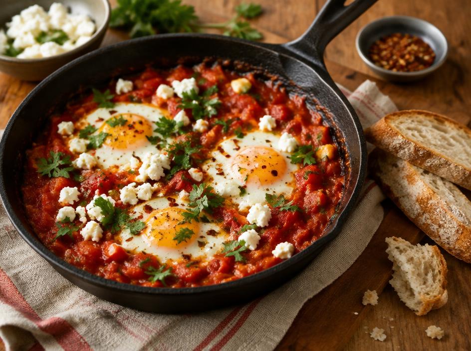 Smoky shakshuka with crusty bread